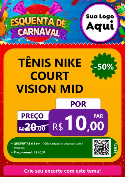 Modelo de Cartaz para Cartaz A4 Vertical com o tema Esquenta de Carnaval para Calçados