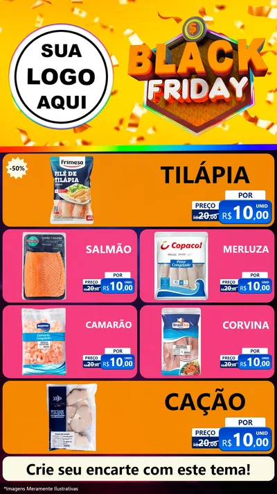 Modelo de TV para TV Vertical com o tema Black Friday para Peixaria