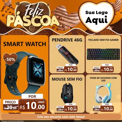 Modelo de Rede Social para Feed Facebook com o tema Feliz Páscoa para Informática