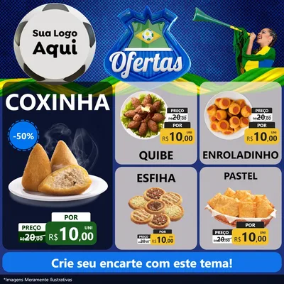 Modelo de Rede Social para Feed Facebook com o tema Ofertas (Futebol) para Salgadaria