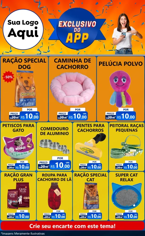 Modelo de Encarte para Encarte Grande com o tema Exclusivo do Aplicativo para Pet Shop