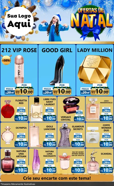 Modelo de Encarte para Encarte Grande com o tema Ofertas de Natal para Perfumes