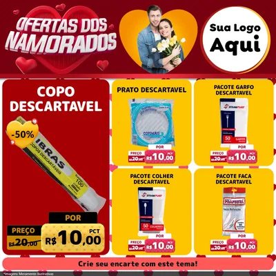 Modelo de Rede Social para Feed Facebook com o tema Ofertas Dos Namorados para Embalagens