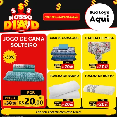 Modelo de Rede Social para Feed Facebook com o tema Nosso Dia D para Cama, Mesa e Banho