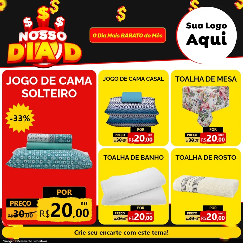 Modelo de Rede Social para Feed Facebook com o tema Nosso Dia D para Cama, Mesa e Banho
