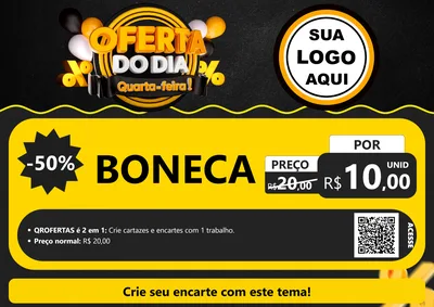 Modelo de Cartaz para Cartaz A4 Horizontal com o tema Oferta do Dia - Quarta Feira! para Brinquedos