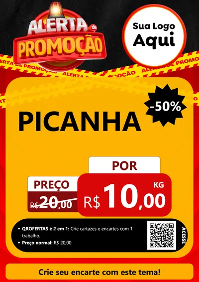 Modelo de Cartaz para Cartaz A4 Vertical com o tema Alerta de Promoção para Açougue