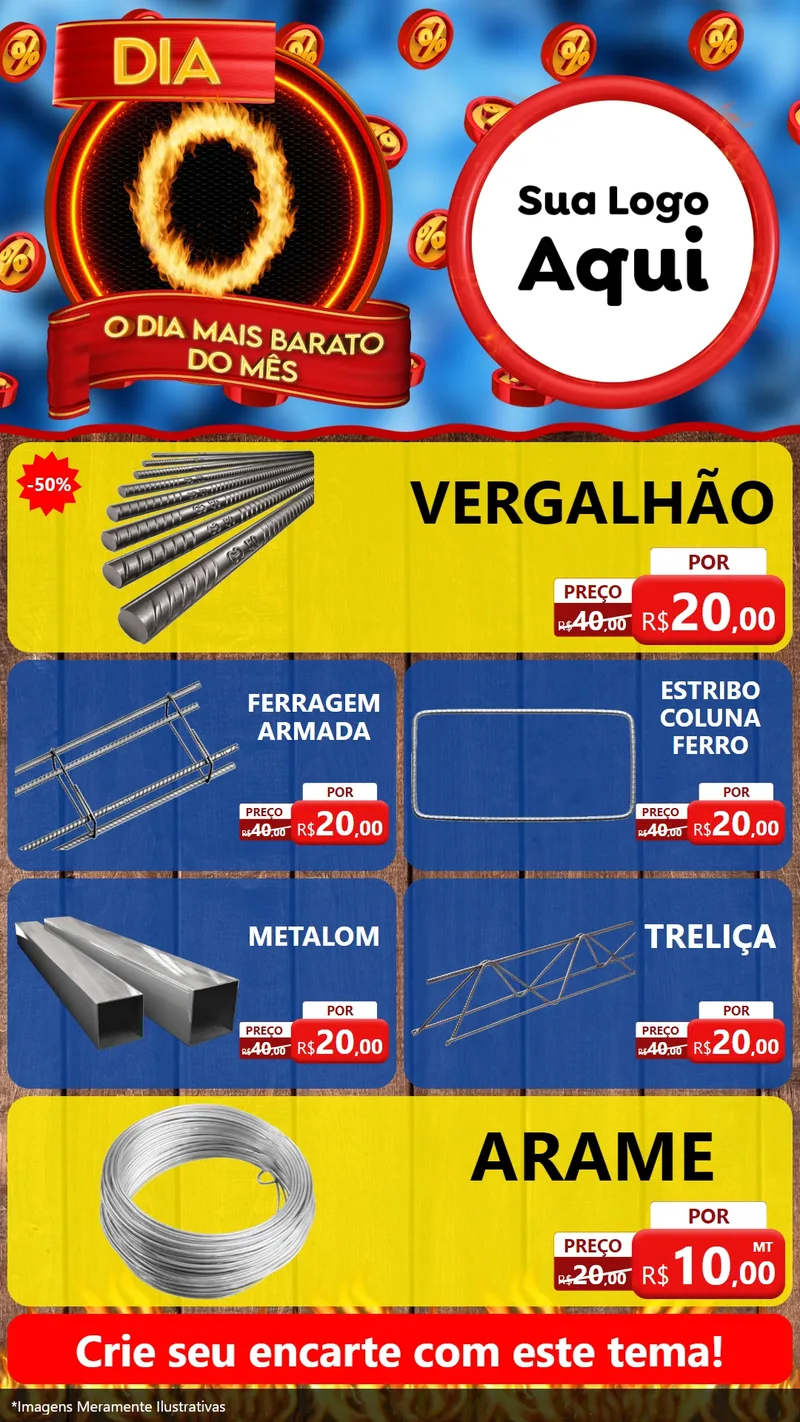 Modelo de TV para TV Vertical com o tema Dia O - O Dia Mais Barato Do Mês para Ferragens