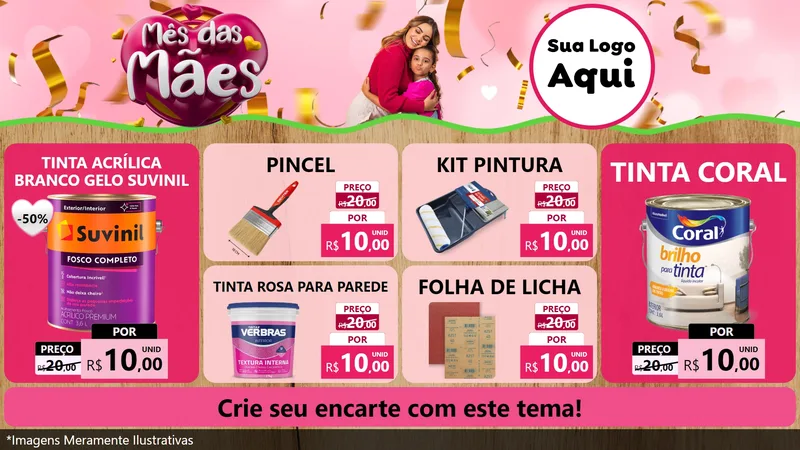 Modelo de TV para TV Horizontal com o tema Mês das Mães para Tintas e Ferramentas