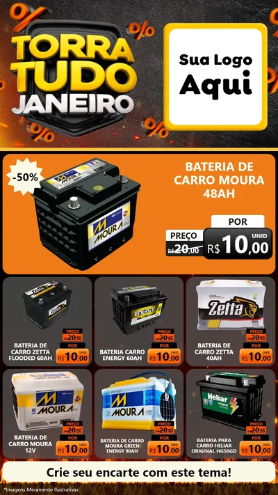 Modelo de Rede Social para Stories com o tema Torra Tudo Janeiro para Baterias Elétricas