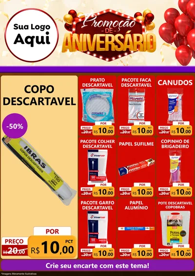 Modelo de Encarte para Encarte A4 Vertical com o tema Promoção de Aniversário para Embalagens