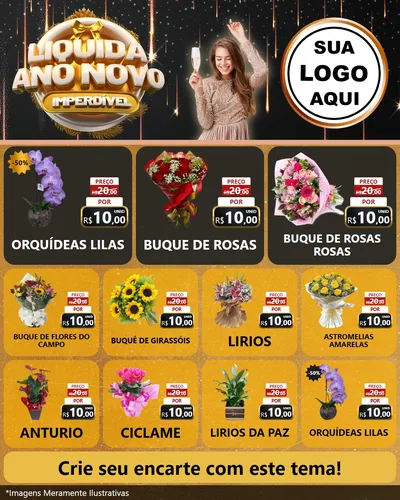 Modelo de Rede Social para Feed Instagram com o tema Liquida Ano Novo Imperdível para Floricultura e jardim