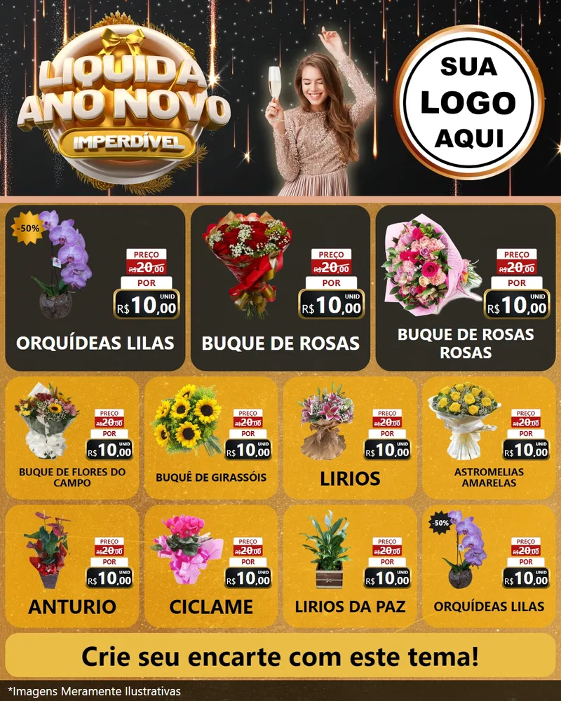 Modelo de Rede Social para Feed Instagram com o tema Liquida Ano Novo Imperdível para Floricultura e jardim