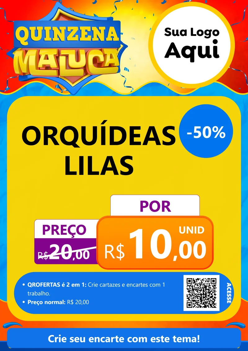 Modelo de Cartaz para Cartaz A4 Vertical com o tema Quinzena Maluca para Floricultura e jardim