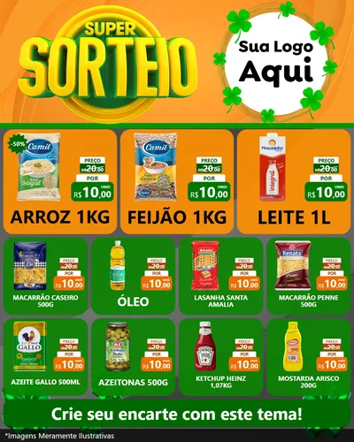 Modelo de Rede Social para Feed Instagram com o tema Super Sorteio para Supermercado
