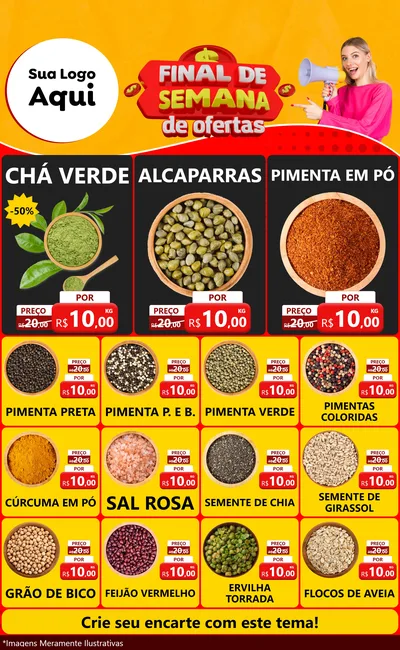 Modelo de Encarte para Encarte Grande com o tema Final de Semana de Ofertas para Produtos Naturais