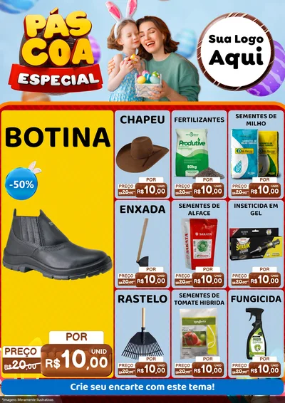 Modelo de Encarte para Encarte A4 Vertical com o tema Páscoa Especial para Agropecuária