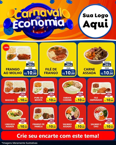 Modelo de Rede Social para Feed Instagram com o tema Carnaval da Economia para Restaurante