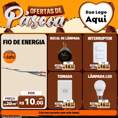 Modelo de Rede Social para Feed Facebook com o tema Ofertas de Páscoa para Materiais Elétricos