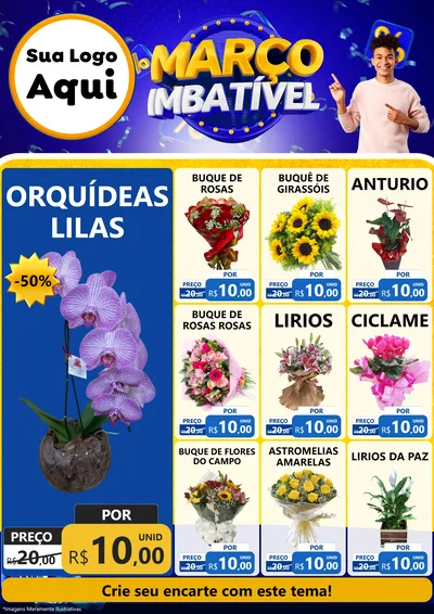 Modelo de Encarte para Encarte A4 Vertical com o tema Março Imbatível para Floricultura e jardim