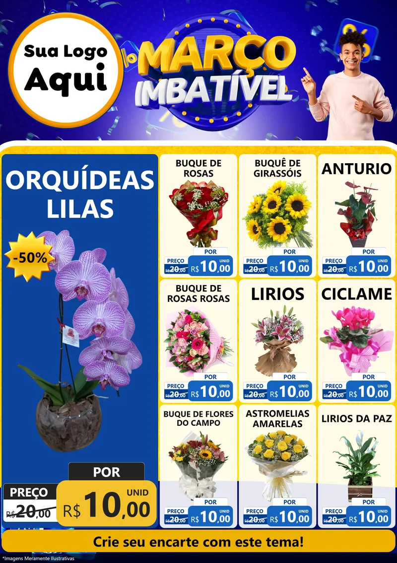 Modelo de Encarte para Encarte A4 Vertical com o tema Março Imbatível para Floricultura e jardim