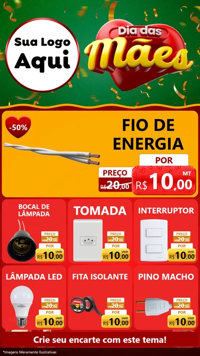 Modelo de Rede Social para Stories com o tema Dia das Mães para Materiais Elétricos