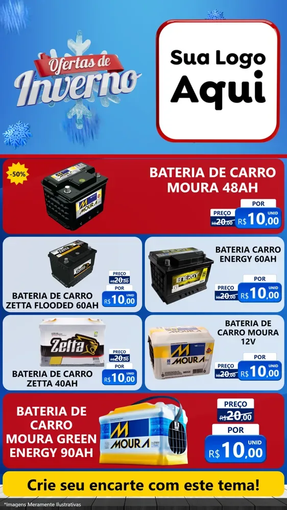 Modelo de TV para TV Vertical com o tema Ofertas de Inverno para Baterias Elétricas