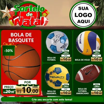 Modelo de Rede Social para Feed Facebook com o tema Sorteio de Natal para Artigos Esportivos