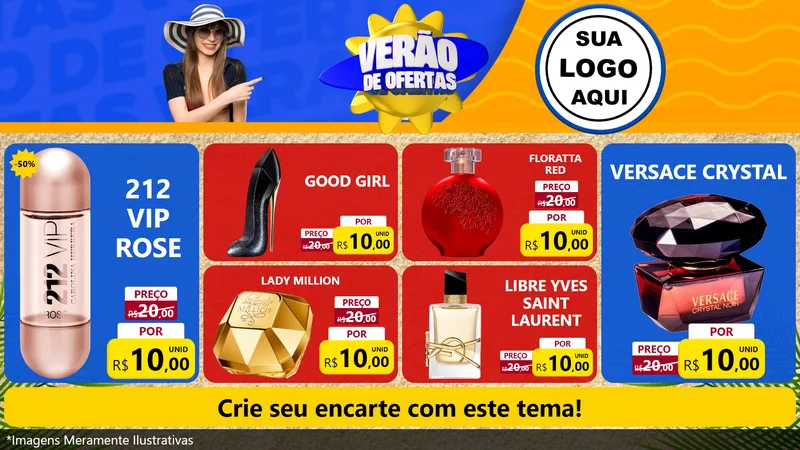 Modelo de TV para TV Horizontal com o tema Verão de Ofertas para Perfumes