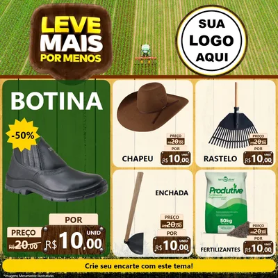 Modelo de Rede Social para Feed Facebook com o tema Leve Mais Por Menos - Agro para Agropecuária