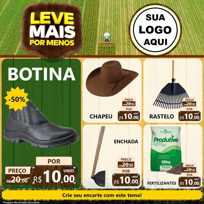Modelo de Rede Social para Feed Facebook com o tema Leve Mais Por Menos - Agro para Agropecuária