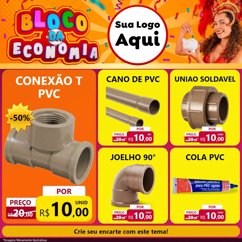 Modelo de Rede Social para Feed Facebook com o tema Bloco da Economia para Tubos e conexões