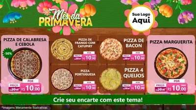 Modelo de TV para TV Horizontal com o tema Mês da Primavera para Pizzaria