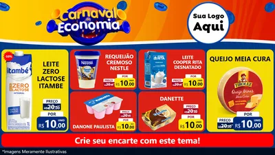 Modelo de TV para TV Horizontal com o tema Carnaval da Economia para Frios e Laticínios