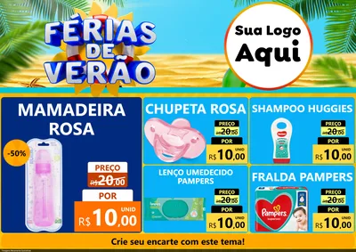 Modelo de Encarte para Encarte A4 Horizontal com o tema Férias de Verão para Bebês