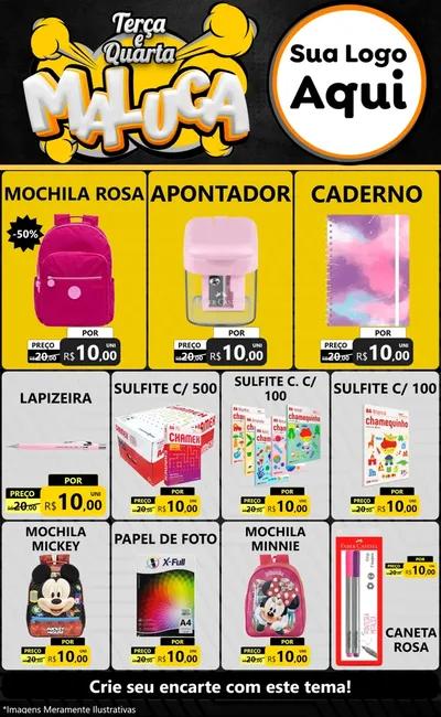 Modelo de Encarte para Encarte Grande com o tema Terça e Quarta Maluca para Papelaria