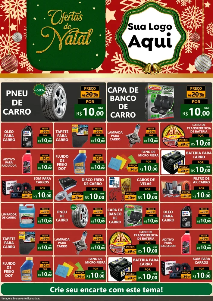 Modelo de Encarte para Encarte A4 Vertical com o tema Natal de Ofertas para Auto peças