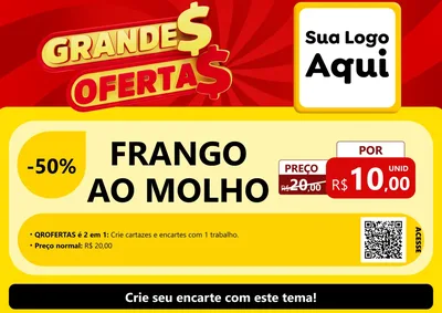 Modelo de Cartaz para Cartaz A4 Horizontal com o tema Grandes Ofertas para Restaurante