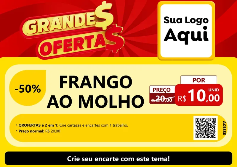 Modelo de Cartaz para Cartaz A4 Horizontal com o tema Grandes Ofertas para Restaurante