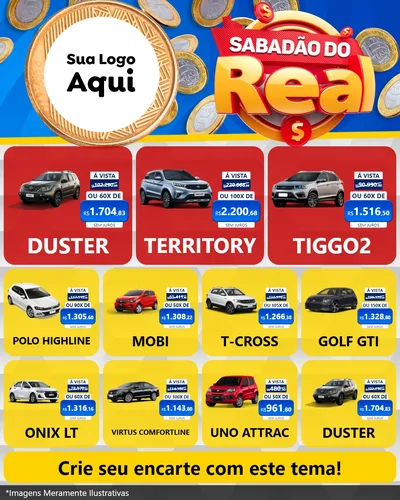 Modelo de Rede Social para Feed Instagram com o tema Sabadão do Real para Concessionaria de Carros