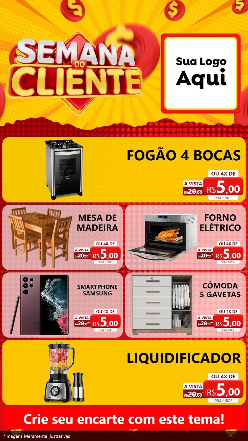 Modelo de TV para TV Vertical com o tema Semana do Cliente para Móveis e Eletro