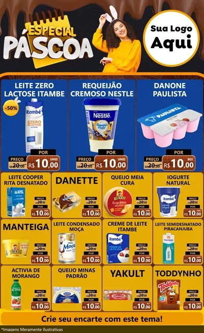 Modelo de Encarte para Encarte Grande com o tema Especial Páscoa para Frios e Laticínios