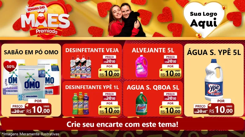 Modelo de TV para TV Horizontal com o tema Semana das Mães Premiada para Produtos de Limpeza