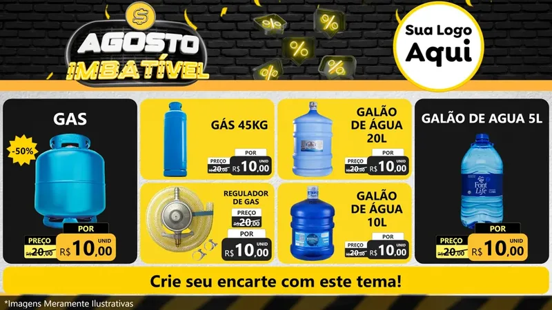 Modelo de TV para TV Horizontal com o tema Agosto Imbatível para Água e gás