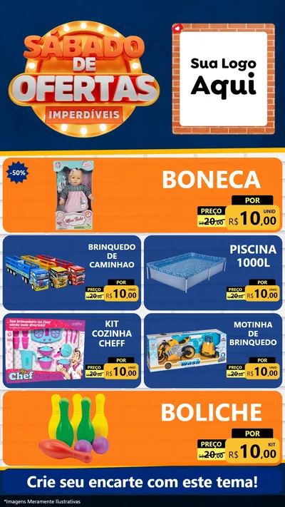Modelo de TV para TV Vertical com o tema Sábado de Ofertas Imperdíveis para Brinquedos
