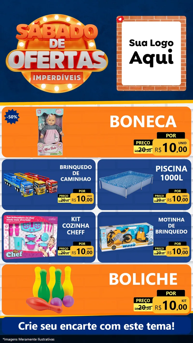 Modelo de TV para TV Vertical com o tema Sábado de Ofertas Imperdíveis para Brinquedos