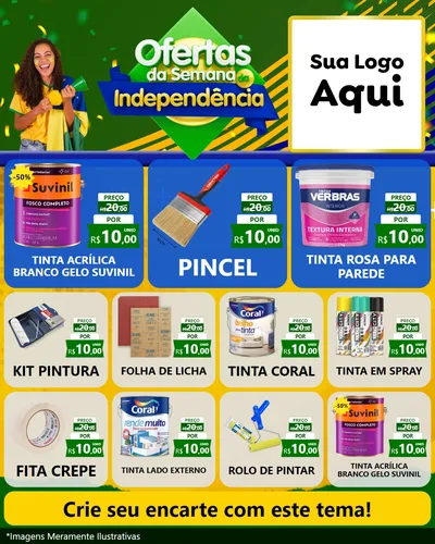 Modelo de Rede Social para Feed Instagram com o tema Ofertas da Semana da Independência para Tintas e Ferramentas