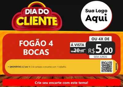 Modelo de Cartaz para Cartaz A4 Horizontal com o tema Dia do Cliente para Móveis e Eletro