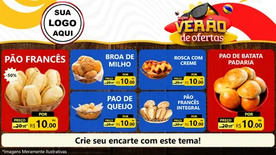 Modelo de TV para TV Horizontal com o tema Super Verão de Ofertas para Padaria