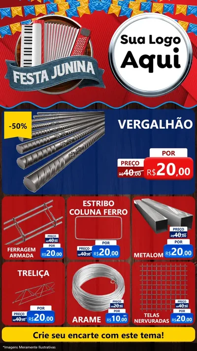Modelo de Rede Social para Stories com o tema Festa Junina para Ferragens